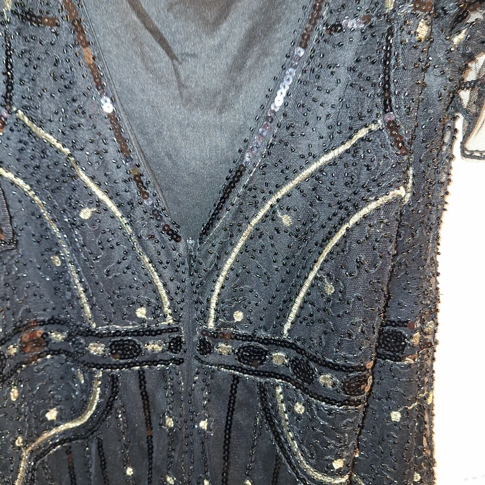 BaBeyond Black and Gold Jeweled Evening Gown XL - Picture 5 of 7